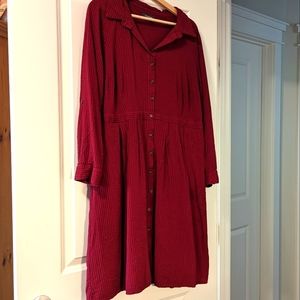 Mod Cloth Button Up Red Dress